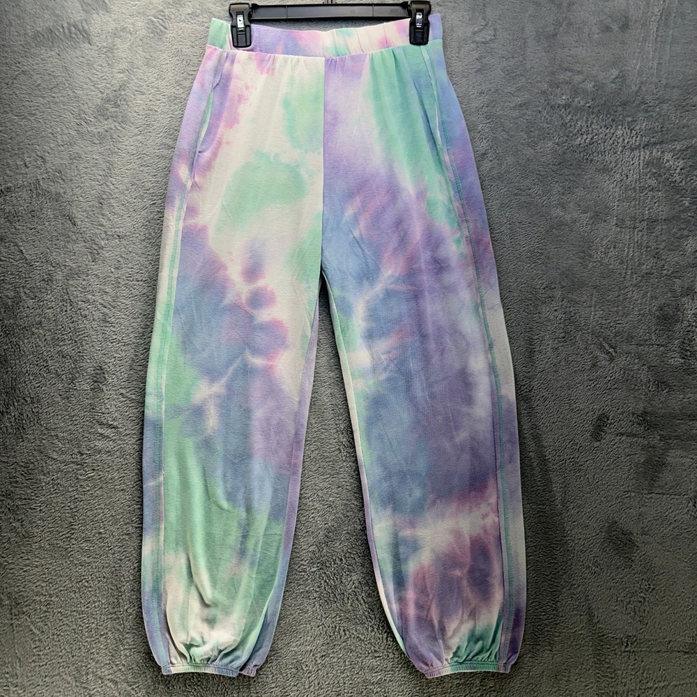 Peach Love California Pastel Tie Dye Joggers Purple Teal‎ Large KP80983-02